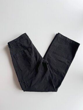 ZARA Black 100% Cotton Denim High Rise Straight Leg Utility Cargo Jeans, Size 4